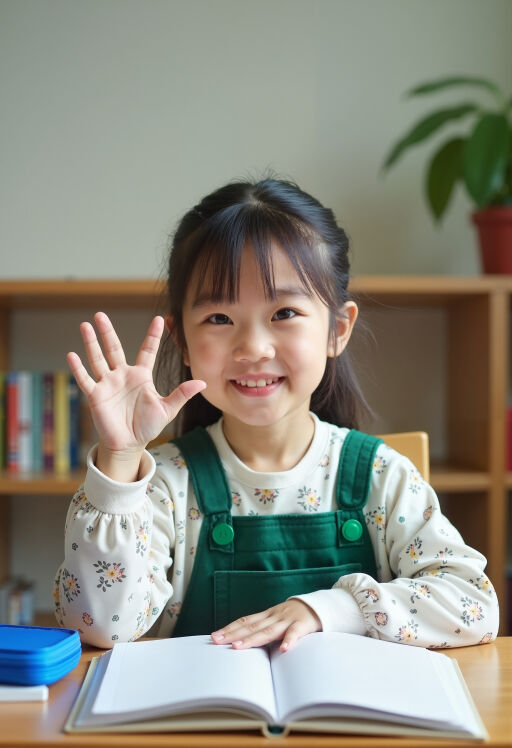 책상에서 공부하는 아이