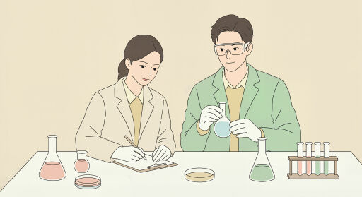 학자들이 실험실에서 협력