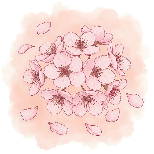 수채화 벚꽃 일러스트