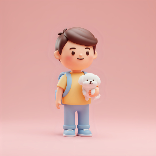 강아지를 안고있는 어린이