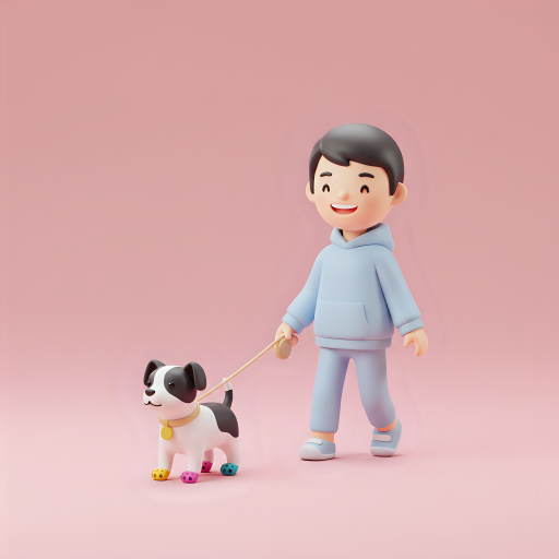 산책하는 얼룩무늬 강아지