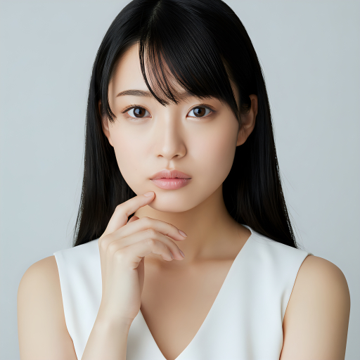 긴 검은 머리의 젊은 여성