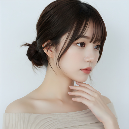 똥머리 머리 스타일의 젊은 여성