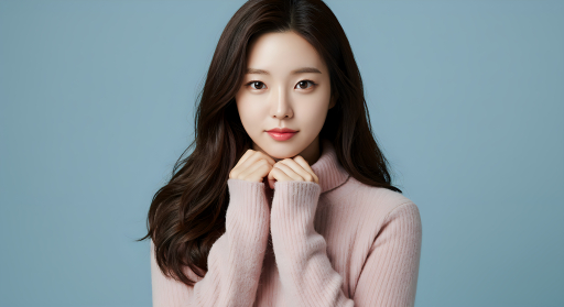 분홍 스웨터 입은 젊은 여성