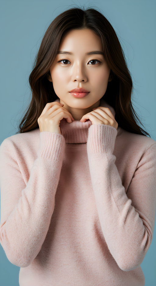 분홍 스웨터 입은 여성의 초상화