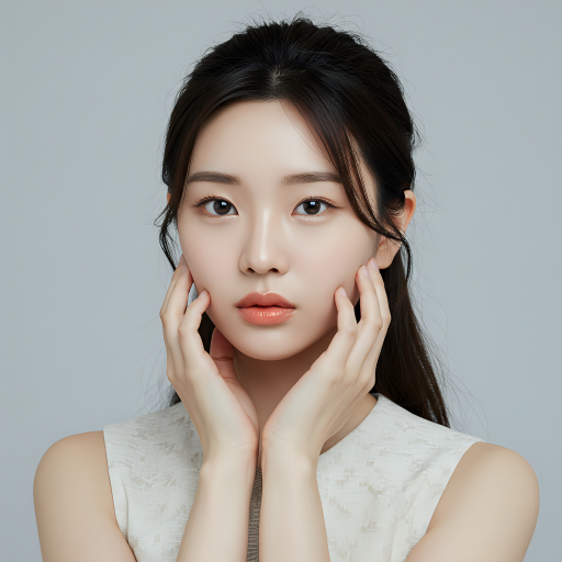 얼굴에 손을 올리고 있는 여성