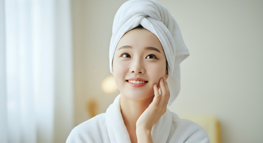 로브를 입은 젊은 여성