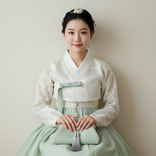 전통 한복을 입은 젊은 여성