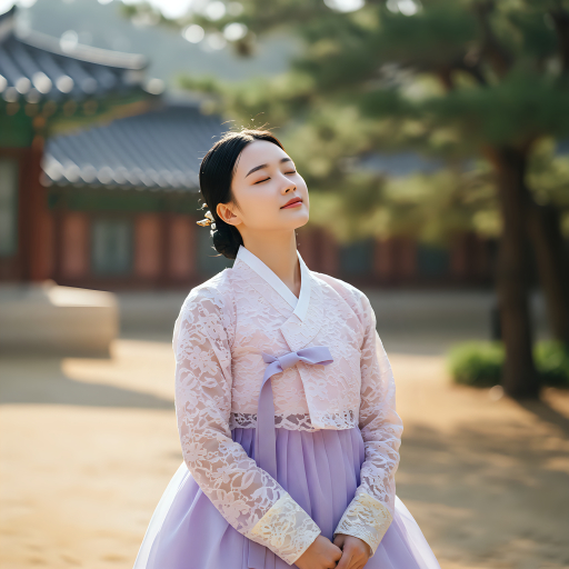 한복을 입은 젊은 여성