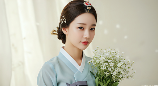 한복을 입은 젊은 여성