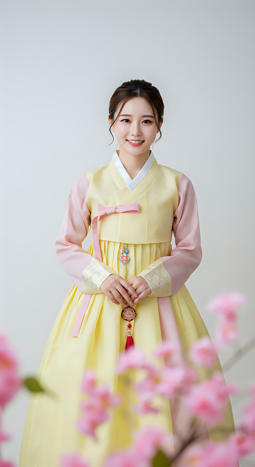 한복을 입은 젊은 여성