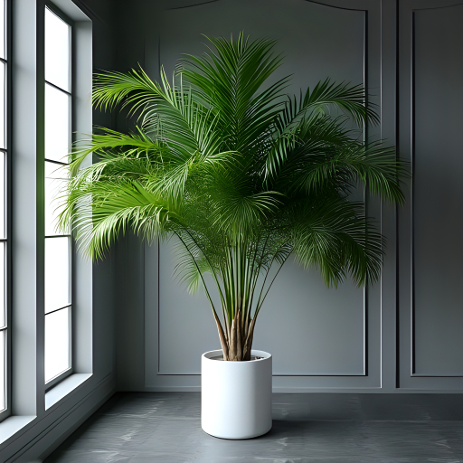 흰색 화분에 심긴 대관Palm