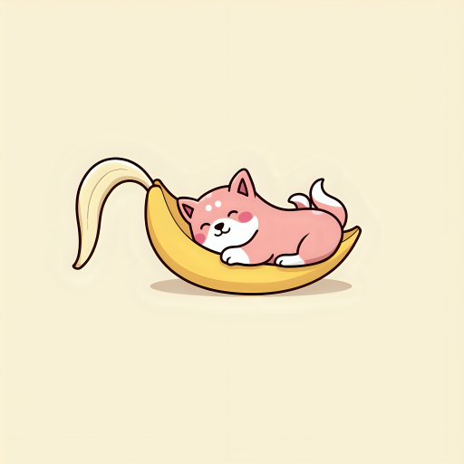 바나나에서 잠자는 고양이
