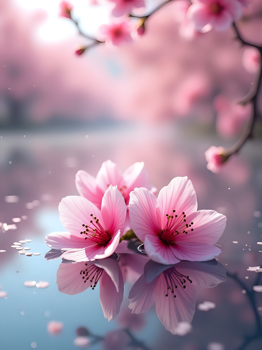 섬세한 분홍 벚꽃