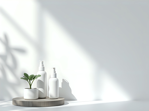 흰색 병과 식물 (Minimist White Bottles with Plant)