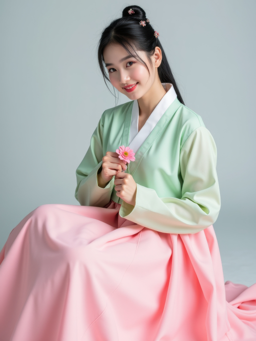 한복을 입은 젊은 여성