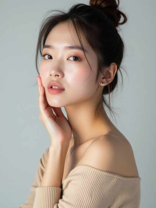 부드러운 미소를 가진 젊은 여성