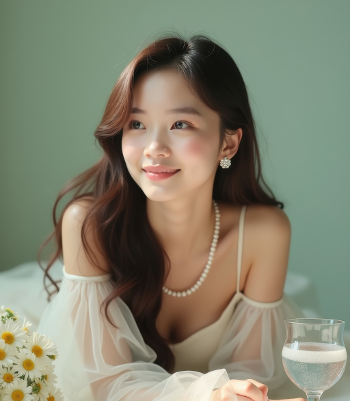 흰 드레스를 입은 아름다운 여성