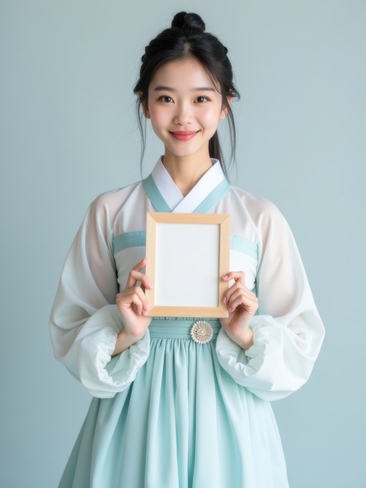 전통 한복을 입은 젊은 여성