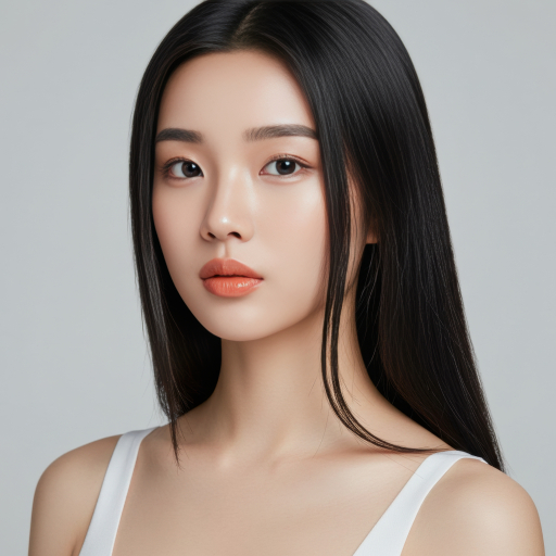 긴 검은 머리의 젊은 여성