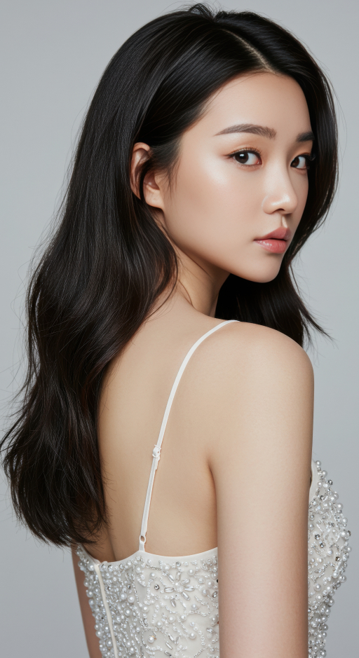 끈네비단복을 입은 젊은 여성