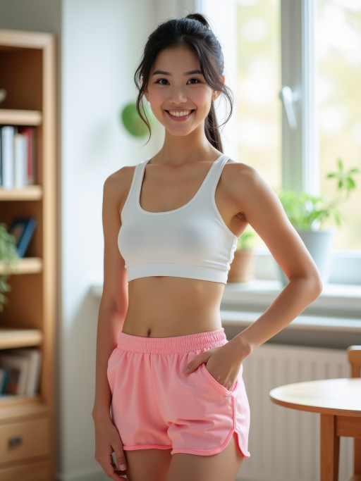 운동복을 입은 젊은 여성