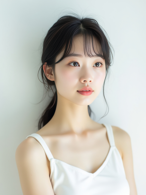 긴 검은 머리의 젊은 여성