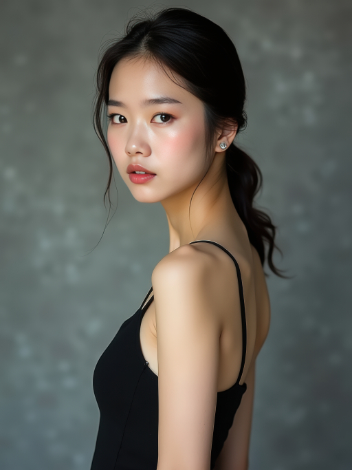 검은 드레스를 입은 젊은 여성