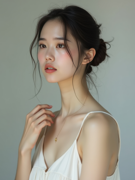 흰 드레스를 입은 젊은 여성