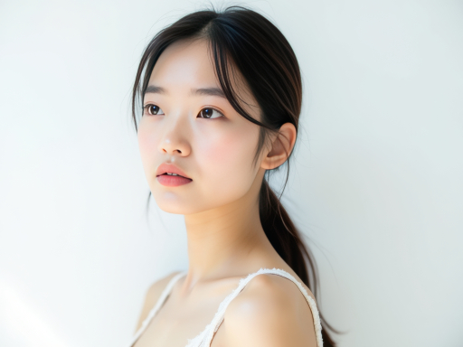긴 검은 머리의 젊은 여성