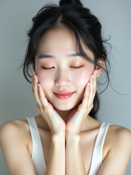 눈을 감은 젊은 여성