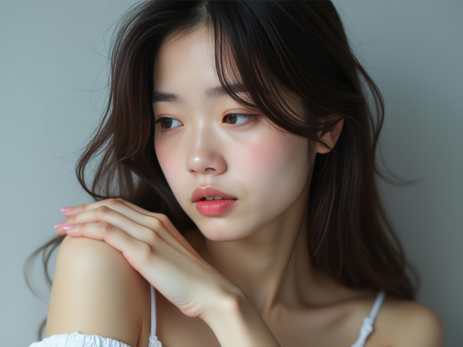 긴 머리의 젊은 여성