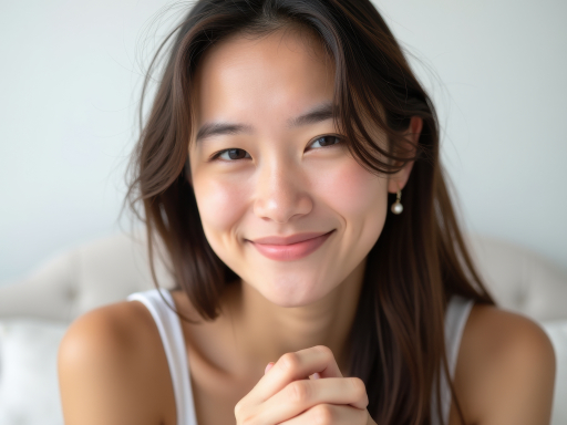 미소짓는 젊은 여성