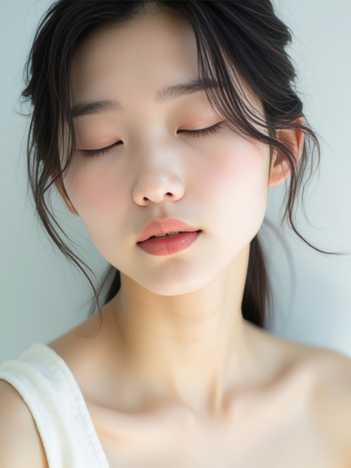 눈을 감은 여성의 클로즈업