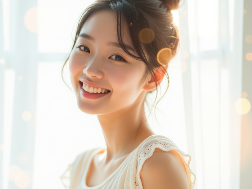 미소짓는 젊은 여성