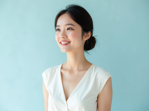 흰 드레스를 입은 젊은 여성
