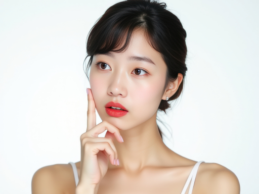 흰색 상의 젊은 여성