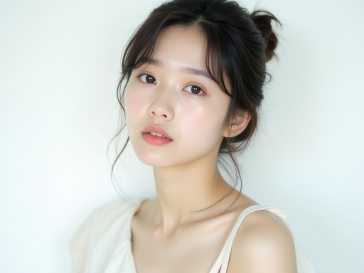 긴 옆머리 있는 젊은 여성