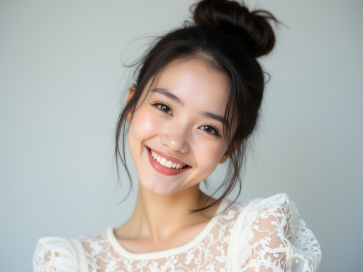 미소짓는 젊은 여성