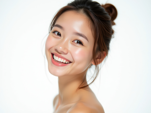 아름다운 미소 짓는 여자