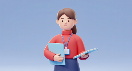 파란 폴더를 들고 있는 여성