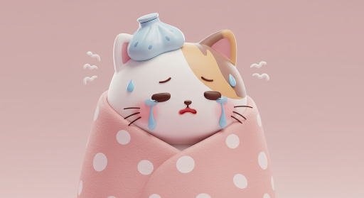 덮개 있는 귀여운 만화 고양이