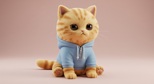 파란 후드티 입은 귀여운 고양이