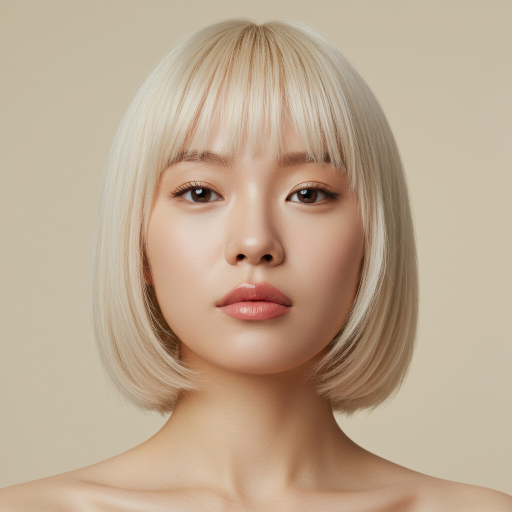 금발 보브 헤어 스타일의 여성