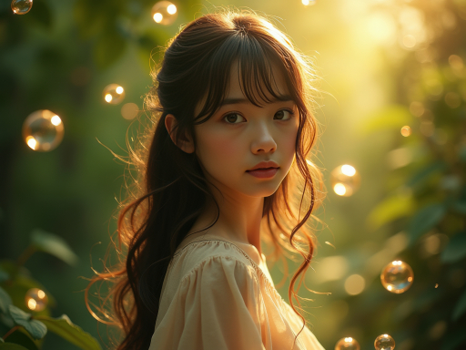 유행하는 드레스를 입은 젊은 여성