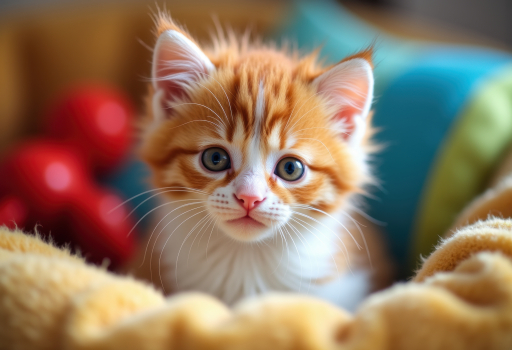 담요에 있는 귀여운 고양이
