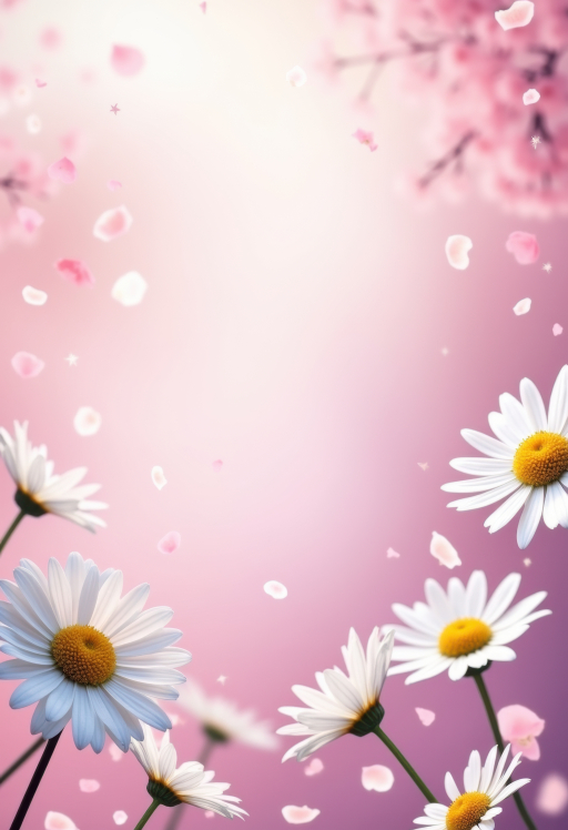 흰 꽃 배경의 분홍색 배경