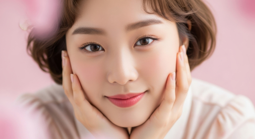 뺨에 손을 댄 젊은 여성